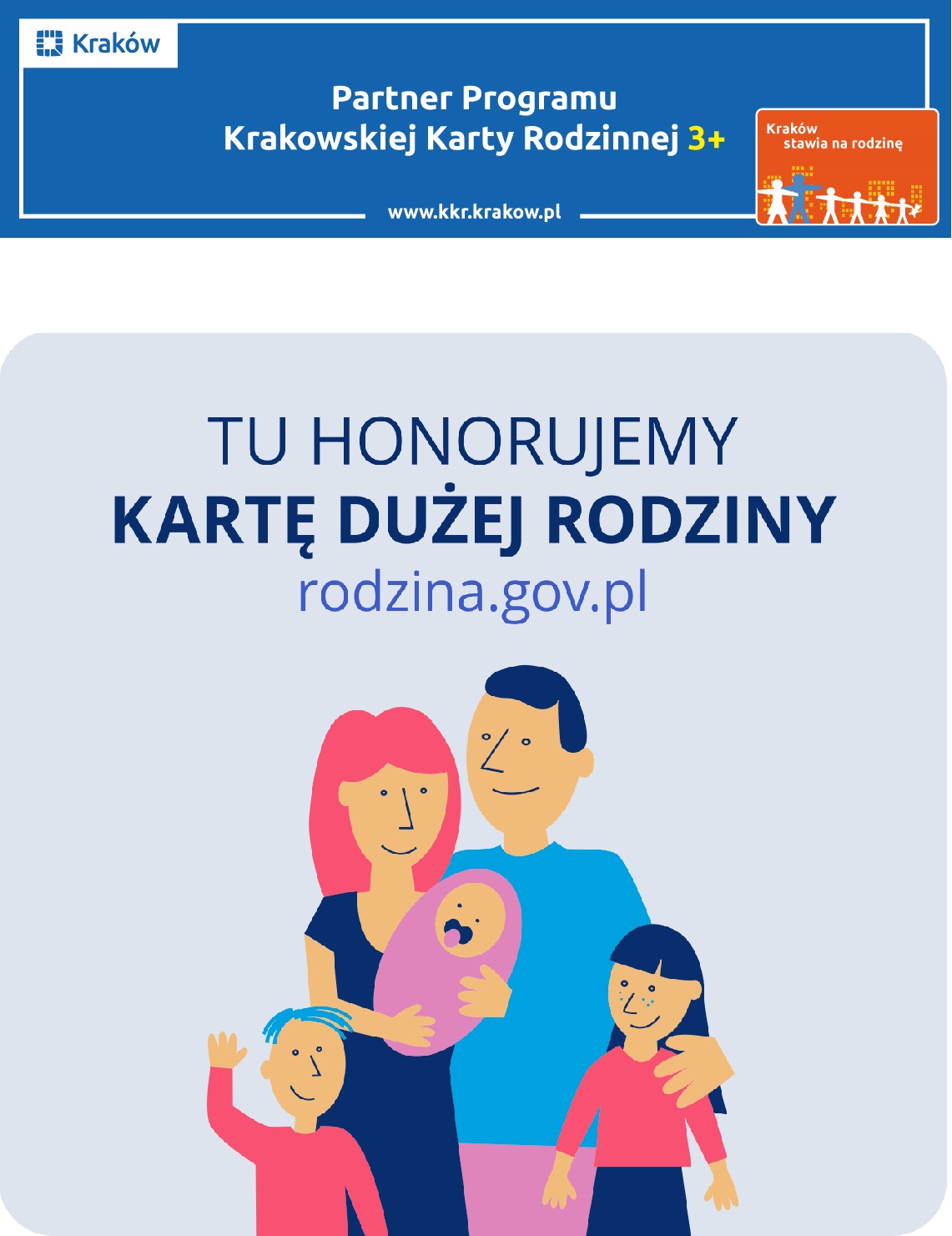 Jesteśmy partnerem programu Krakowska Karta Rodzinna 3+